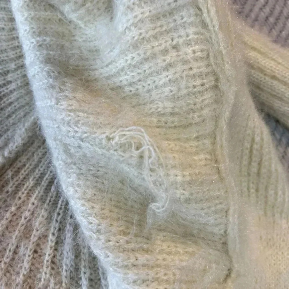 b-Sharp Womens Cream Mohair Blend Knit Cardigan Sweater Sz L Boho Slouchy Dolman - Picture 10 of 14